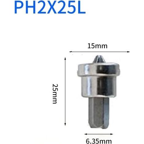 Lot de 2 Embouts de Vissage Spécial pour Plaques de Plâtre/Placo/ PH2x25mm 1/4'' pour Vis Cruciforme à Empreinte Phillips PH2 - Quincaillerie/Outillage à Main - en Acier S2 (1/3)