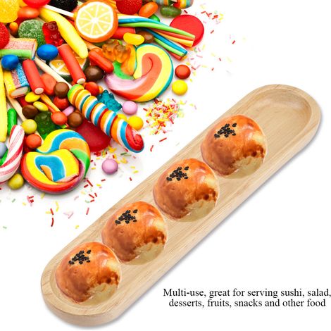 Elegantes Serviertablett in Schiffsform aus Holz für Sushi, Snacks und Desserts, ideal für Zuhause und Restaurant, 27 x 6 x 2 cm (1/5)