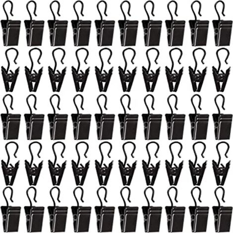 Crochets et accessoires pour rideaux noirs, clips à boucle en acier inoxydable, clips pour rideaux de douche, clips en métal épais (10 pièces)