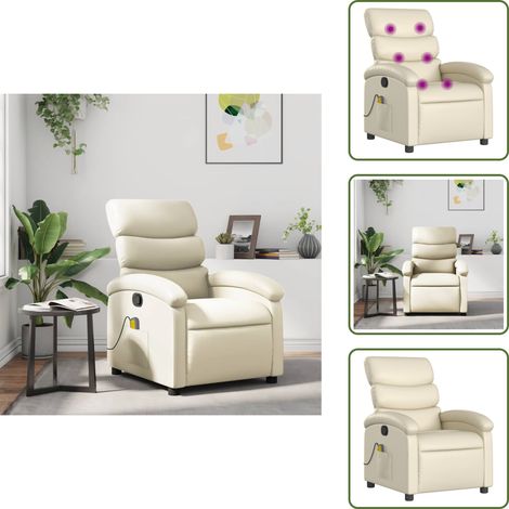 Comfort - vidaXL Poltrona da Massaggiante Reclinabile Crema Similpelle - Ergonomia