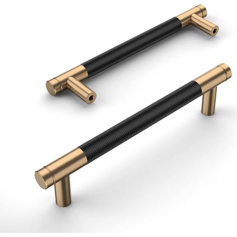 10 Stück schwarzgoldener Küchenschrankgriff, 128 mm, Möbelgriffe aus Goldlegierung mit Schrauben, für Schreibtische, Schubladen, Schränke, Schrank UK0026
