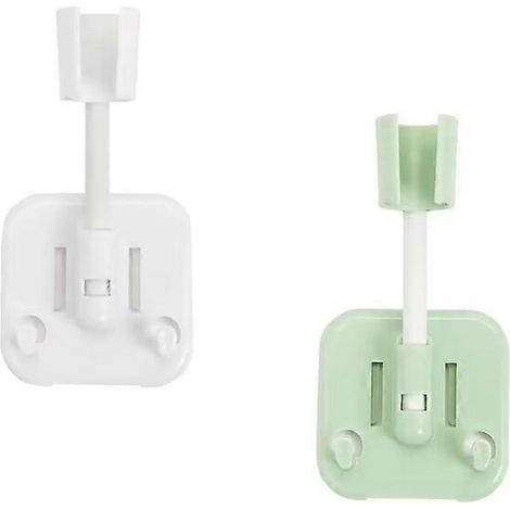 Support de pommeau de douche, support de buse de douche réglable - Support de douche mural sanitaire avec deux crochets, style scandinave, blanc (1/5)