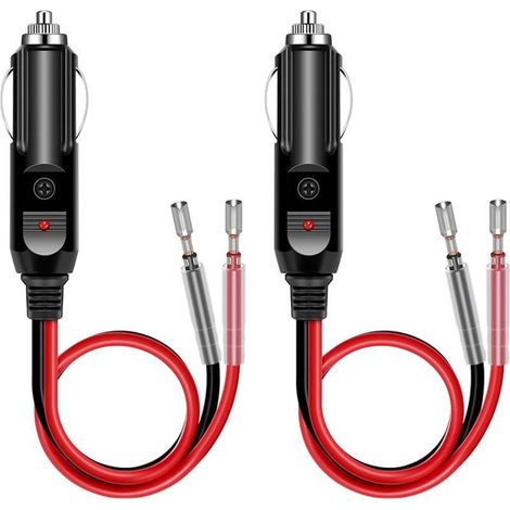 2 Pièces Adaptateurs Allume-Cigare Mâles avec Câble 16AWG 12V/24V, Prise Allume-Cigare avec Fusibles 15A,Voyant LED, Connecteur Universel pour Onduleur Voiture, Pompe à Air, Bouilloire Électrique (1/5)