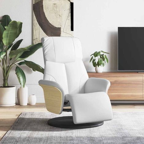 Fauteuil inclinable pivotant avec repose-pieds en similicuir blanc - PANGIVO (1/5)