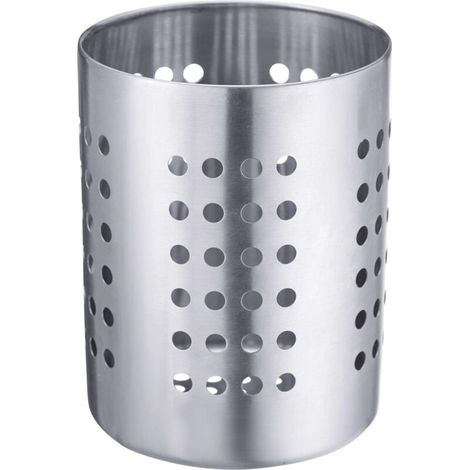 Cutlery Drainer/Utensil Holder, Round, Diameter: 10 cm, Height: 13 cm, Stainless Steel, Silver (1/5)