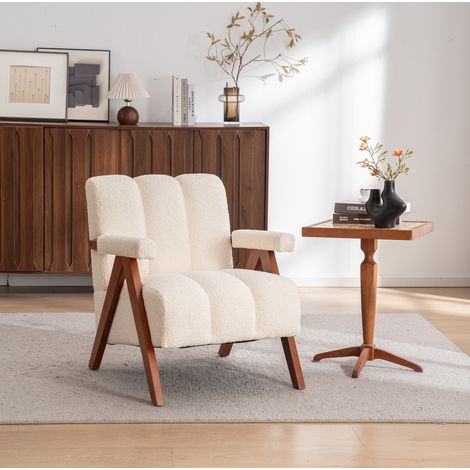 Sessel aus Massivholz mit Bouclé-Polsterung Modern OKMYHOME (1/5)