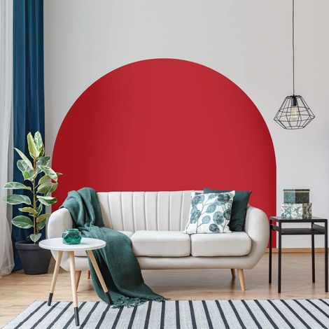 Autocollant Lit Tête de Lit Arche Stickers Muraux Papier Peint Demi Cercle pour Décoration Salon et Chambre L115 x H115 cm Rouge Cerise (1/5)