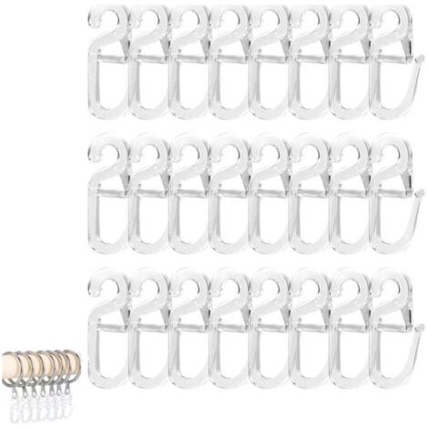 Set mit 120 Schnellverschlusshaken mit 6-mm-Ösen, transparent, für Gardinenringe. (1/4)