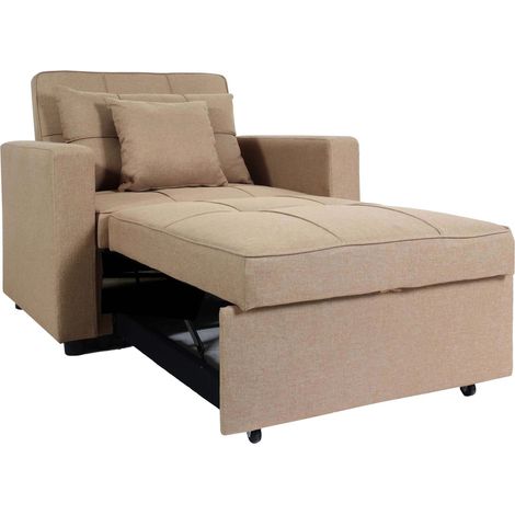 [NEUWERTIG] Schlafsessel HHG-095, Klappsessel Schlafsofa Gästebett Relaxsessel, Liegefläche 197x103cm Stoff/Textil taupe