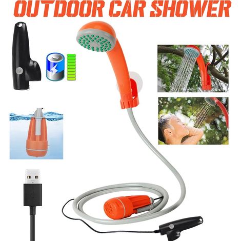Kit doccia portatile da campeggio, pompa per doccia da campeggio impermeabile per esterni, adattatore per sigaretta per campeggio, escursionismo, bagno per animali domestici, lavaggio auto