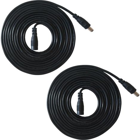 10 Mètres Rallonge Cordon D'alimentation DC 2,1mm x 5,5 mm Mâle à Femelle Connecteur pour Adaptateur Secteur, LED, CCTV Camera Power, Voiture, Moniteurs, 2 Pièces - Noir (1/4)