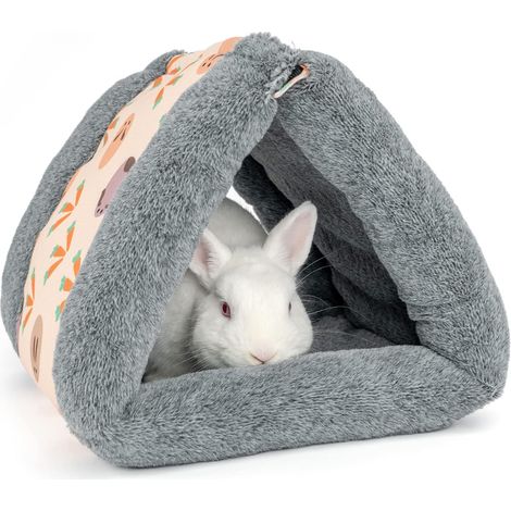 Kennel for Rabbit, Ferret, Chinchilla, Degu, Hedgehog, Squirrel and Other Small Animals - 2 in 1 Triangular Bed with Tunnel (1/5)