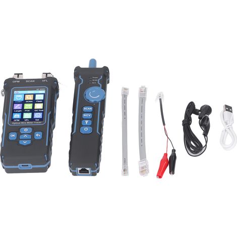 Testeur de câbles réseau numérique, localisateur de fils optiques avec émetteur-récepteur intégré, détecteur de câbles RJ45, sonde multifonction sans fil, batterie interne, outil de traçage pour fibre (1/5)