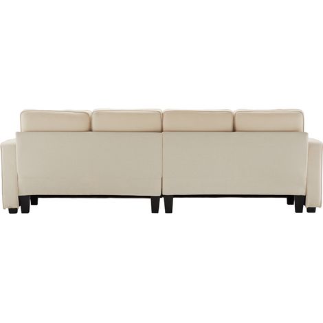 Canapé moderne 4 places en lin avec poches latérales et 4 coussins, pour salon, appartement ou bureau (1/5)