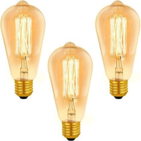 E27 Vintage-Glühbirne, ST64, dimmbar, 40 W, Warmweiß 2200 K, 400 lm, AC 220 V, Retro-Glühlampe, E27 Vintage-Glühlampe für dekorative Beleuchtung, 3 Stück (1/5)