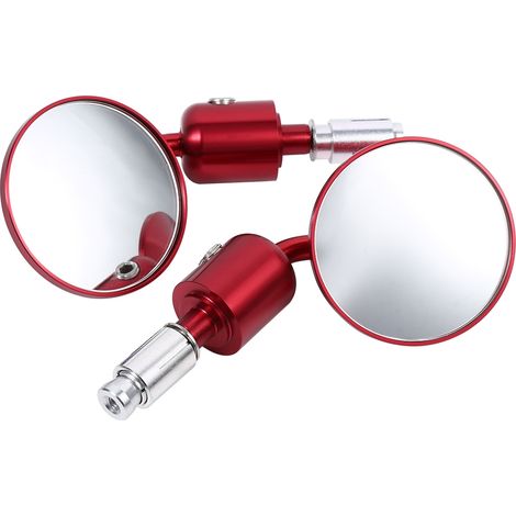 Rétroviseurs latéraux moto rouges 1 paire 7/8 pouces ronds pour guidon extrémité barre (1/5)
