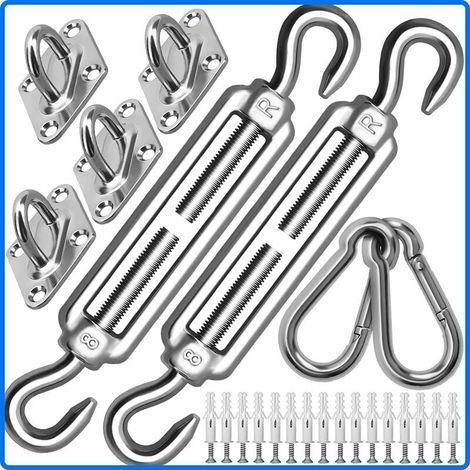 Kit de fixation robuste M8 pour voile d'ombrage, kit de fixation en acier inoxydable 304 pour auvents triangulaires et carrés, kit d'accessoires (M8) Ikodm (1/5)