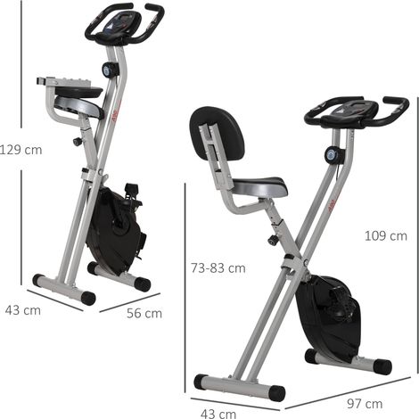 Bicicletta da casa pieghevole a 8 livelli di resistenza magnetica, sedile regolabile, nera HAVRYA (1/4)