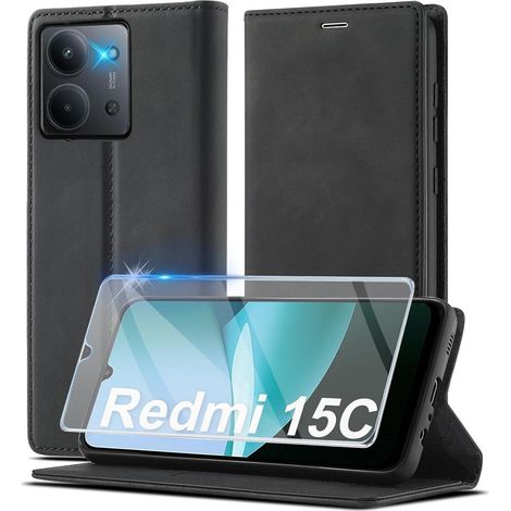 Coque portefeuille en cuir pour Xiaomi Redmi 15C 4G/5G avec béquille et protection écran (1/5)
