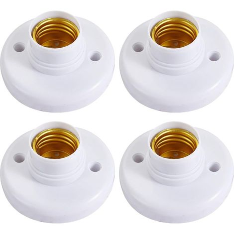 Lot de 4 douilles pour ampoules – Douilles rondes en plastique E27 – Supports pour ampoules (Mural et Plafond) (1/5)