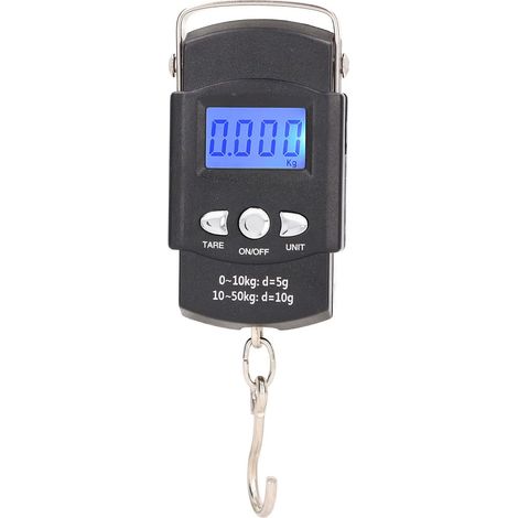 Balance électronique à Crochet, Balance de Pêche à Suspendre Numérique LCD 50 Kg, avec Ruban à Mesurer Dissimulé de 1 Mètre, pour Peser Les Bagages, Faire Les Courses, Pêcher, Unité de Mesure (1/5)