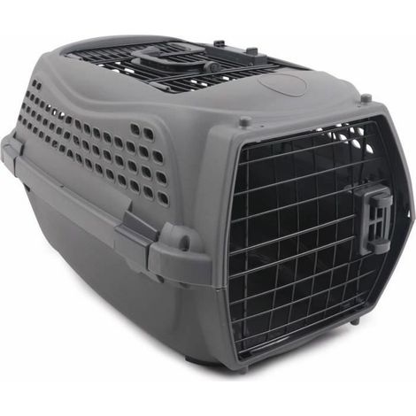 Caisse de transport pour chat M.PETS ECO GIRO - Cage en plastique - Taille M - Gris