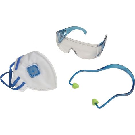 Arbeitsschutz-Set 3-teilig Brille Ohrenstöpsel Maske Arbeitskleidung