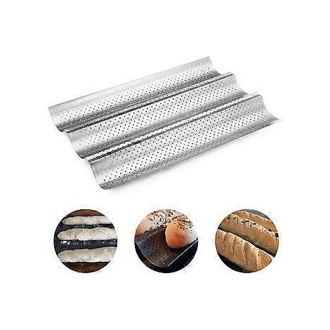 Moule à baguettes en acier au carbone, double revêtement antiadhésif, conception robuste, croustillant parfait, croûte dorée garantie, facile à nettoyer, résistant à la chaleur (1/4)