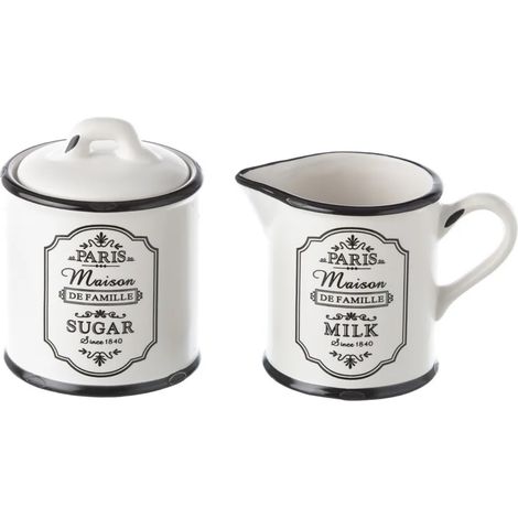 Set de sucrier et pot à lait rétro Paris en céramique (1/3)