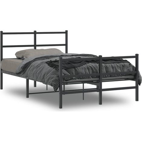 Cadre de lit métal sans matelas avec pied de lit noir 120x190cm (1/5)