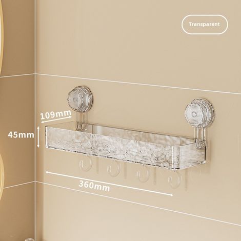 Étagère Douche Ventouse Transparente 30x12x10cm Adhésif Sans Perçage Pour Carrelage Lisse Salle De Bain (1/5)