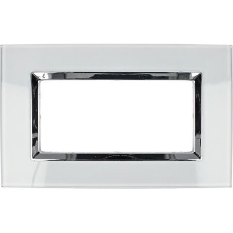 Placca Elegance Bianco Vetro 504 4M Moduli Compatibile Bticino Matix SD68004VT