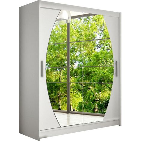 Armario Closico Camera VIII, Blanco, 200x150x58cm, Puertas de armario: Correderas, Número de estantes: 5