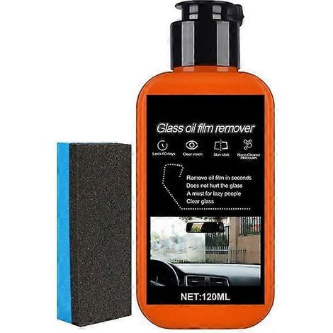 Nettoyant pare-brise, dissolvant de film gras pour vitres de voiture, kit de polissage pour vitres de voiture, élimine les revêtements, les traces d'eau et les cires (1/5)