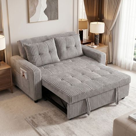 Divano letto modulare 157 x 190 cm in poliestere grigio chiaro FloraGrace (1/5)
