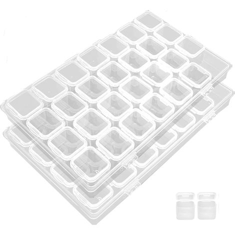 Caja de almacenamiento de cuentas de diamante de 56 compartimentos, compartimento de plástico, contenedor de joyería transparente, caja organizadora