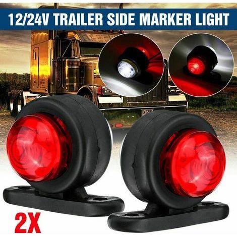 2x 12V 24V feu de gabarit latéral lampe de contour rouge blanc camion remorque caravane camion fourgon (1/5)