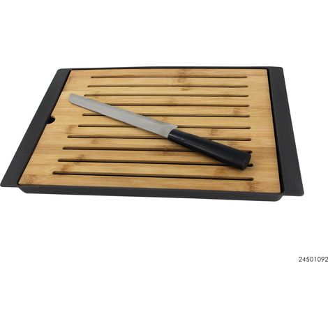TABLA DE CORTAR PAN DE BAMB脷 CON SOPORTE + CUCHILLO (1/3)