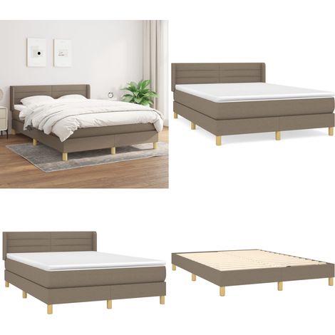Sommier à lattes de lit avec matelas Taupe 140x200 cm Tissu - Lit Plateforme - Lit Tapissier - Lit Double - Matelas À Ressorts Ensachés - Literie - Home & Living (1/5)