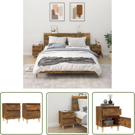 The Living Store Tables de chevet 2 pcs Chêne fumé 40x35x50 cm - Table De Chevet - Meuble De Chambre - Commode - Rangement - Bois D'ingénierie (1/5)