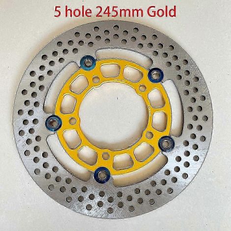 Disques de frein flottants universels en alliage d'aluminium pour moto, diamètre extérieur 200 mm/220 mm/245 mm/260 mm, plaquettes de frein à refroidissement rapide (dorées, 245 mm). (1/5)