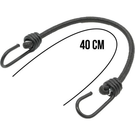 Confezione da 10 corde elastiche con 2 ganci, 40 cm, nere (1/3)