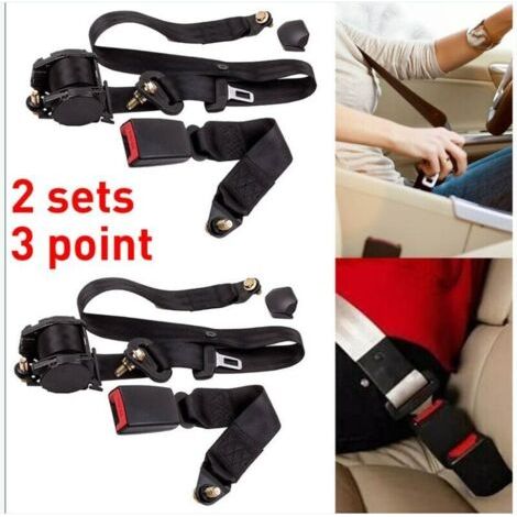 2X Universel 3 Point Rétractable Ceinture de Sécurité Voiture Siège ceinture (1/4)