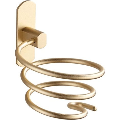 Haartrockner-Halter, wandmontierter Haartrockner-Halter, Spiralform mit Kabelhalter, Aluminium-Haartrockner-Aufhänger, Zubehör, Gold
