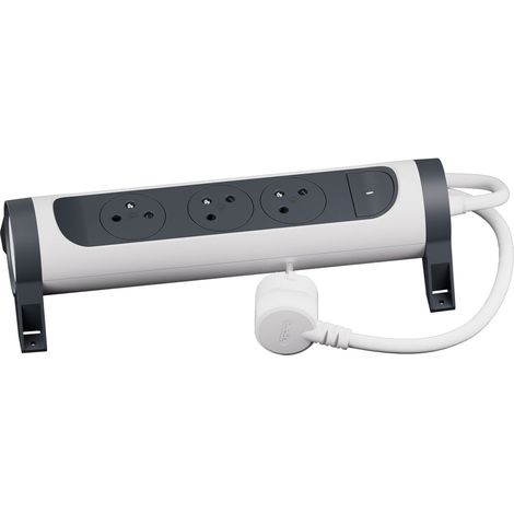 LEGRAND - Rallonge multiprise rotative avec 3 prises de courant Surface , interrupteur et cordon 1,5m - blanc et gris foncé