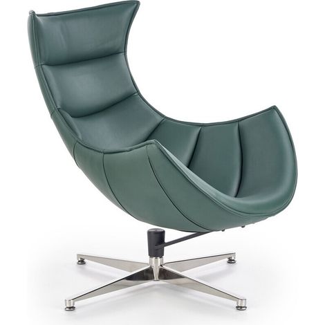Sillón Houston Laetus, Verde, 96x86x84cm, Cuero ecológico, Patas: Metal, 0