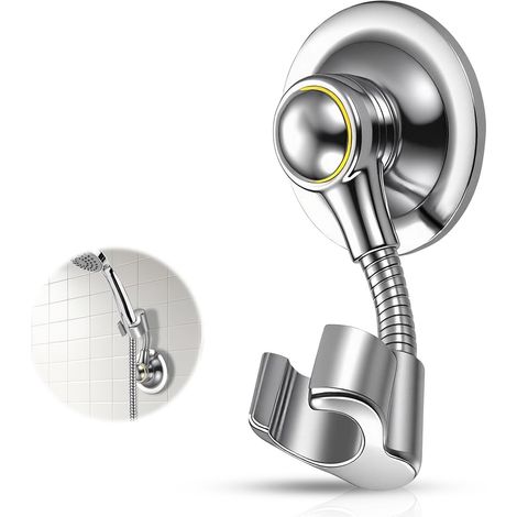 Support de pommeau de douche, sans perçage, réglable, à ventouse, pivotant à 360°, pour équipement de campingcar et douche extérieure, argenté, 1 pièce