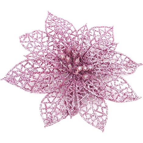 Fleur Artificielle - Décoration Arbre De Noël - PVC - 10 cm - Ornement Festif Pour Intérieur - Lot De 10 (1/2)