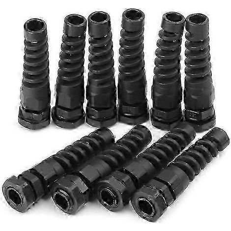 10 Stück wasserdichte M12 PG7 Kabelverbinder mit spiralförmiger Zugentlastung-Black (1/5)