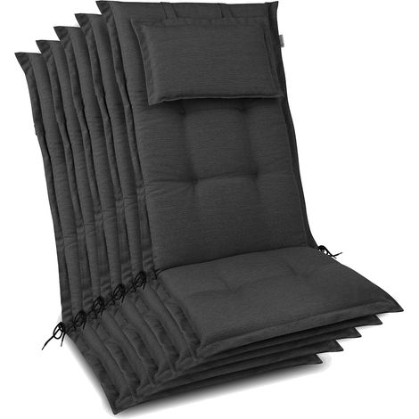 5x Premium Hochlehnerauflage 120x50x7cm, Anthrazit (1/4)